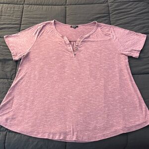 Croft & Barrow Pink Heathered Short-Sleeve Henley Tee